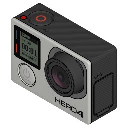 Gopro HERO 4 Black with inside parts and PCB 3D model